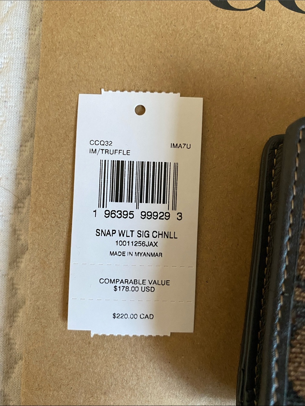 Coach Signature Snap Card Wallet - Truffle/Gold Chenille and smooth leather - Picture 6 of 6